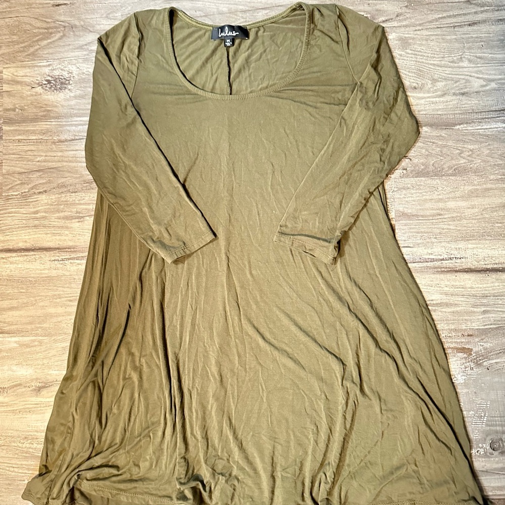 Lulus olive green long sleeve dress size medium
